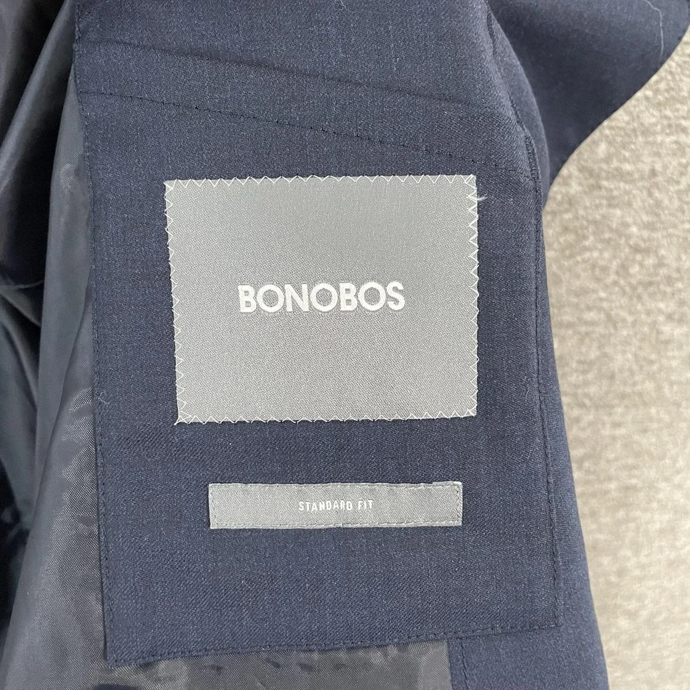Bonobos‎ Suit Jacket Mens 44R Blue Wool Stretch Standard Fit Two Button Notch